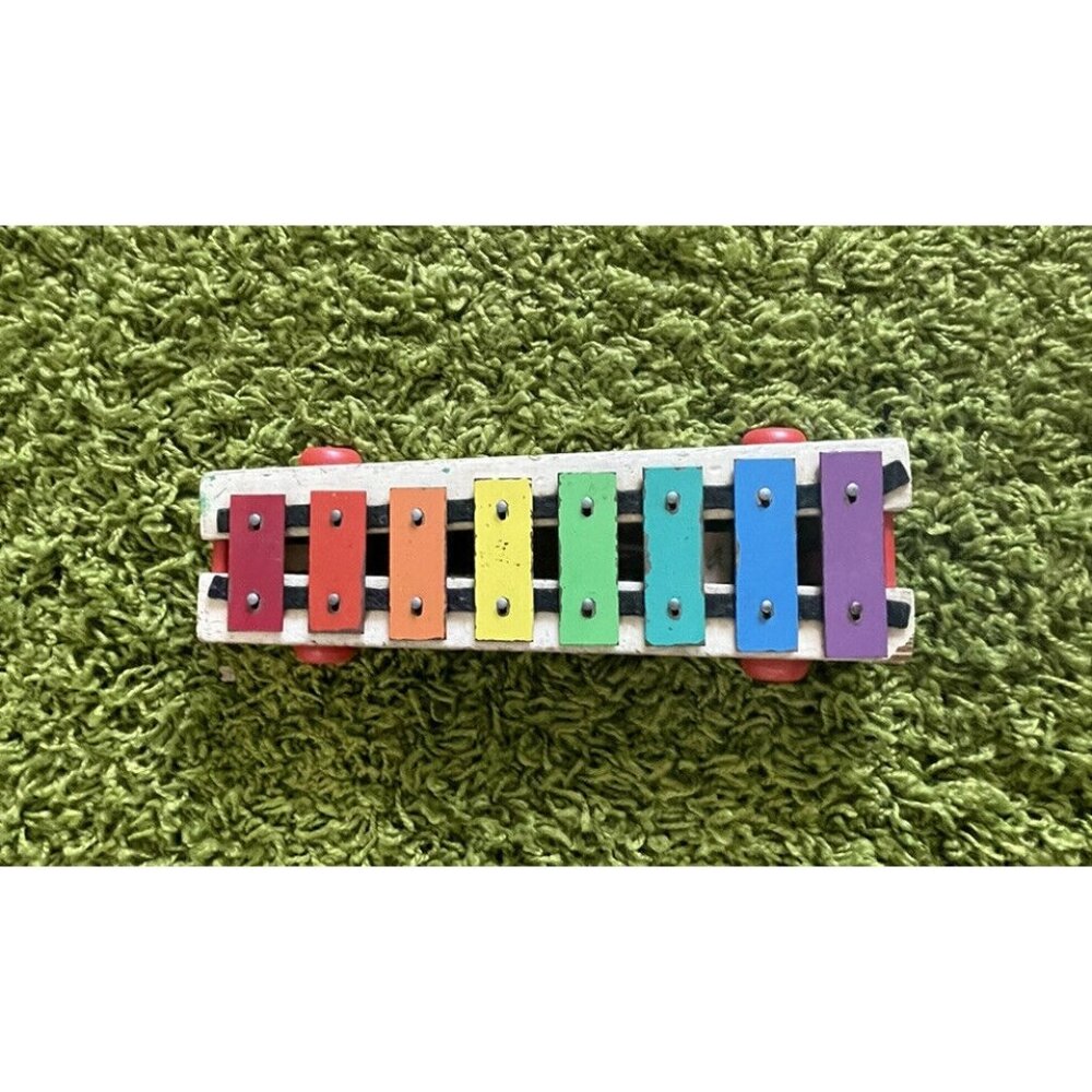 Vintage 1964 Fisher-Price Pull-a-Tune Wood Metal Xylophone Toy No Mallet